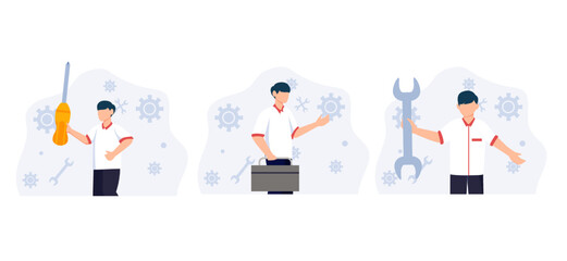 Flat Bundle Labour Day Design Illustration