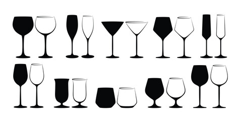 The set of silhouettes wine glasses.
