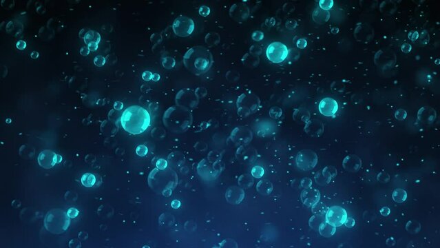 Falling Glowing Soap Bubbles Animation. Abstract Modern Background. 4K
