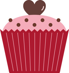cup cake with chocolate in cute style for Valentine's Day