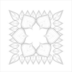 Pleasing decorative flower of Coloring book page for adult Black outline and white background