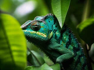 Obraz premium Chameleon in the jungle hid from predators