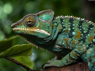 Chameleon in the jungle hid from predators