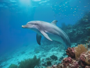 Fototapeta na wymiar Dolphin under water