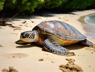 Obraz premium A turtle on a tropical beach