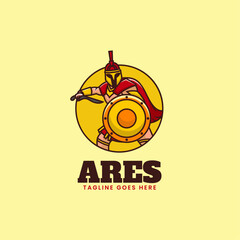 Obraz premium Vector Logo Illustration Ares Simple Mascot Style.