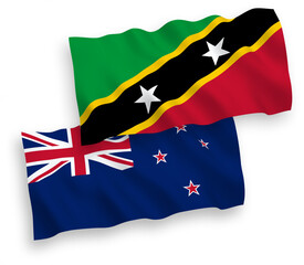 Flags of Federation of Saint Christopher and Nevis and New Zealand on a white background
