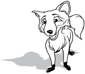 Drawing of a Standing Fox with a Smile on his Face