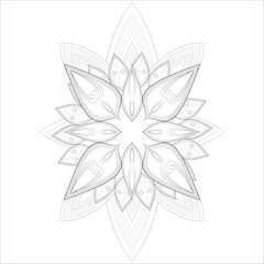 Pleasing decorative flower of Coloring book page for adult Black outline and white background