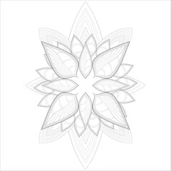coloring page. Doodle flowers in black and white pleasing for adults' coloring page. pleasing decorative flower of Coloring book page for adult Black outline and white background
