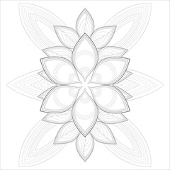 coloring page. Doodle flowers in black and white pleasing for adults' coloring page. pleasing decorative flower of Coloring book page for adult Black outline and white background