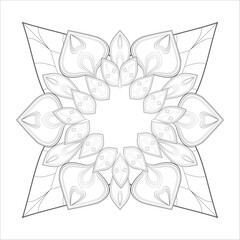 coloring page. Doodle flowers in black and white pleasing for adults' coloring page. pleasing decorative flower of Coloring book page for adult Black outline and white background