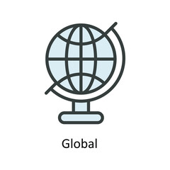 Global  Vector  Fill outline Icons. Simple stock illustration stock