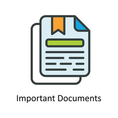 Important Documents Vector  Fill outline Icons. Simple stock illustration stock