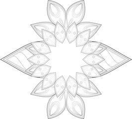 coloring page. Doodle flowers in black and white pleasing for adults' coloring page. pleasing decorative flower of Coloring book page for adult Black outline and white background