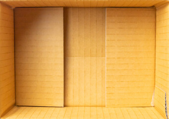 Open empty brown cardboard box background top view