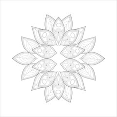 coloring page. Doodle flowers in black and white pleasing for adults' coloring page. pleasing decorative flower of Coloring book page for adult Black outline and white background