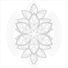 coloring page. Doodle flowers in black and white pleasing for adults' coloring page. pleasing decorative flower of Coloring book page for adult Black outline and white background