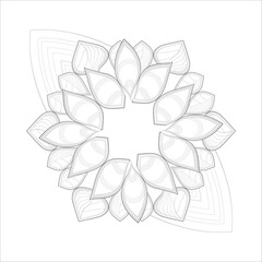 coloring page. Doodle flowers in black and white pleasing for adults' coloring page. pleasing decorative flower of Coloring book page for adult Black outline and white background