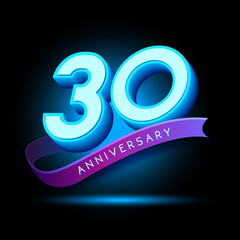 30 Anniversary 3D text with glow effect