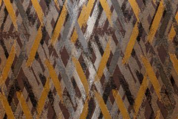 The surface of the textured wallpaper with a grey-brown graphic pattern. Modern trends in decor and interior design. Cope plan.