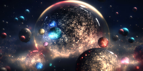 Nebula and planet abstract background - Generative AI