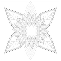 Mandala art for coloring book and art therapy. Doodle vector of flowers for coloring sheet for every age.