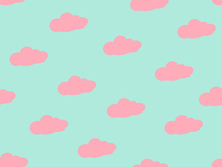 A cute Pink and Blue pastel seamless pattern of the cloud with a background in Beach Concept Summer Theme, illustration