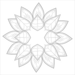 Mandala art for coloring book and art therapy. Doodle vector of flowers for coloring sheet for every age.