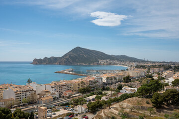 Fototapeta na wymiar View on town Altea in Spain at Costa Blance seaside with mountain by day