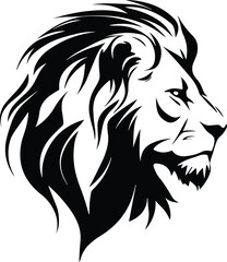 Fototapeta premium Lion head vector illustration minimal logo silhouette