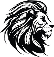Lion head vector illustration minimal logo silhouette