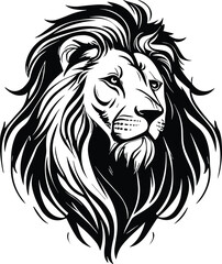 Lion head vector illustration minimal logo silhouette