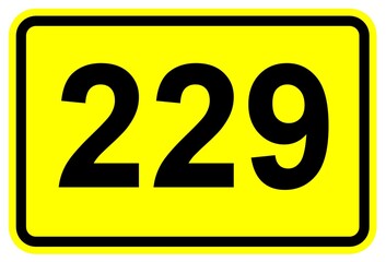 Illustration eines Bundesstraßenschildes der B 229 in Deutschland	