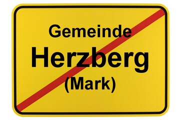 Illustration eines Ortsschildes der Gemeinde Herzberg (Mark) in Brandenburg