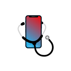 Online doctor healthcare concept icon set. Doctor video calling on a smartphone