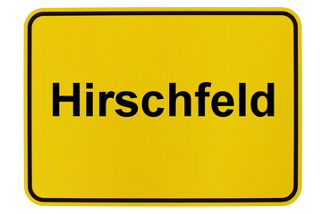 Illustration eines Ortsschildes der Gemeinde Hirschfeld in Brandenburg