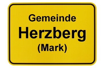 Illustration eines Ortsschildes der Gemeinde Herzberg (Mark) in Brandenburg