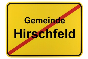Illustration eines Ortsschildes der Gemeinde Hirschfeld in Brandenburg