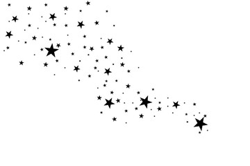 The stars are black on a white background. The black star shoots with an elegant star. Meteoroid, comet, asteroid, stars.