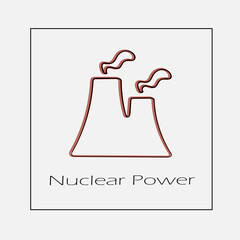 Nuclear power plant vector icon eps 10. Simple isolated outline illustration.