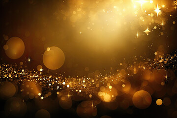 golden stars and lights christmas background. Generative AI