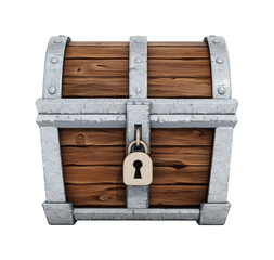 Cartoon treasure chest isolated on transparent background. 3D illustration