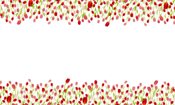 red tulips florist mothers day border frame background