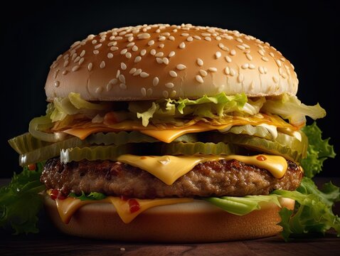 A McDonald's Big Mac with special sauce and lettuce and  and American cheese.