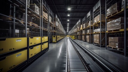 Revolutionary Smart Warehouse Solutions: Cutting-Edge Automation, Robotics, and AI-Driven Technologies Streamlining Logistics and Distribution - High-Quality Stock Image for Industry Professionals