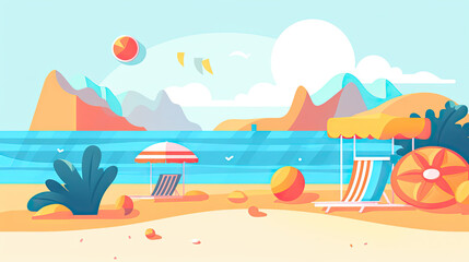 summer background, beach and sea, generative AI - AI generated
