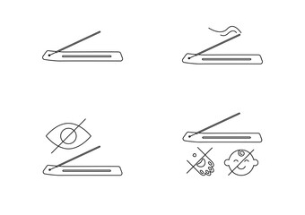 Incense sticks icons set, vector editable stroke