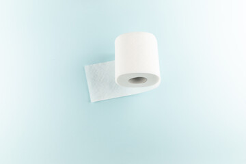 toilet paper on a bright blue background