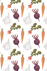Fresh vector illustration. A set of vegetables. Pattern